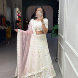 Beautiful threads lukhnowi work lehenga