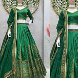 Green Malbari Silk Lehenga