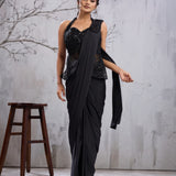 Classic Beads Work Ready To Wear Saree