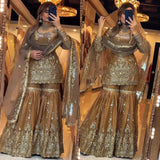 Brown Panjabi Bride Top Plazzo