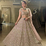 Metallic Net Wedding Rose Gold Lehenga