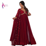 Partywear Maroon Sequance Work Gown