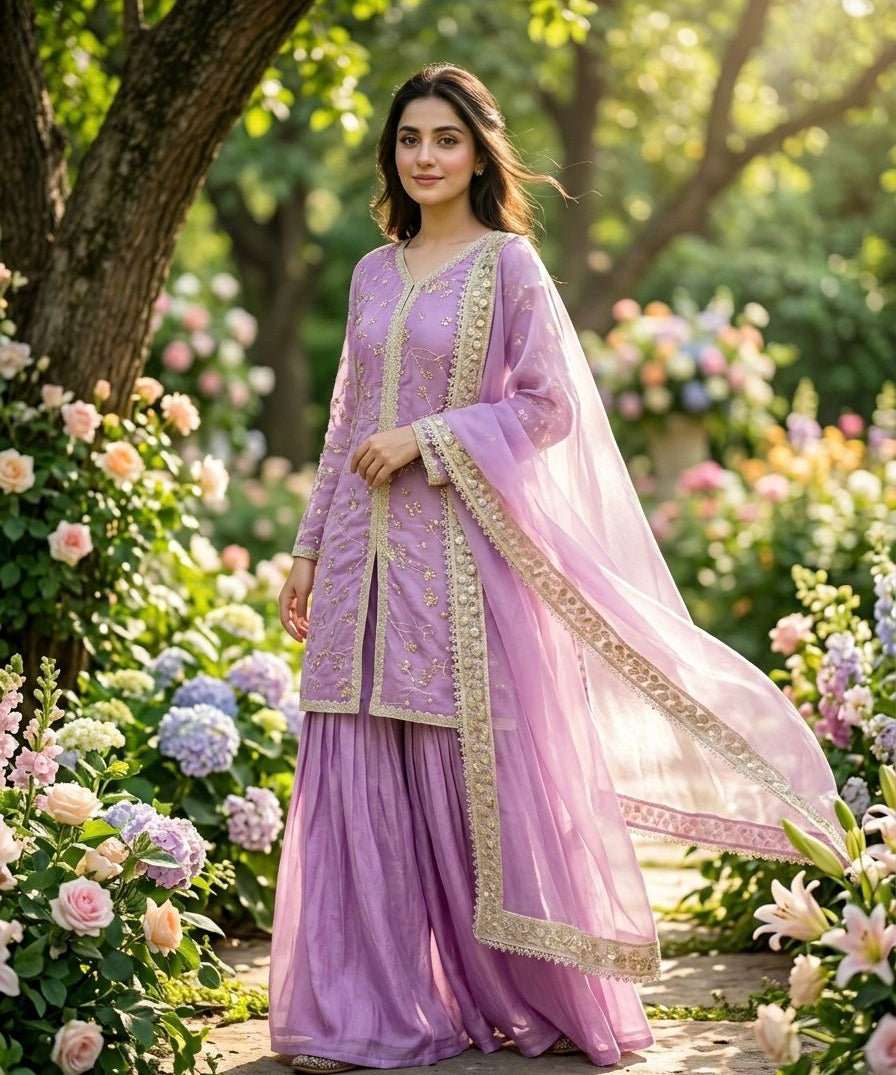 Premium Embroidered Top Plazzo