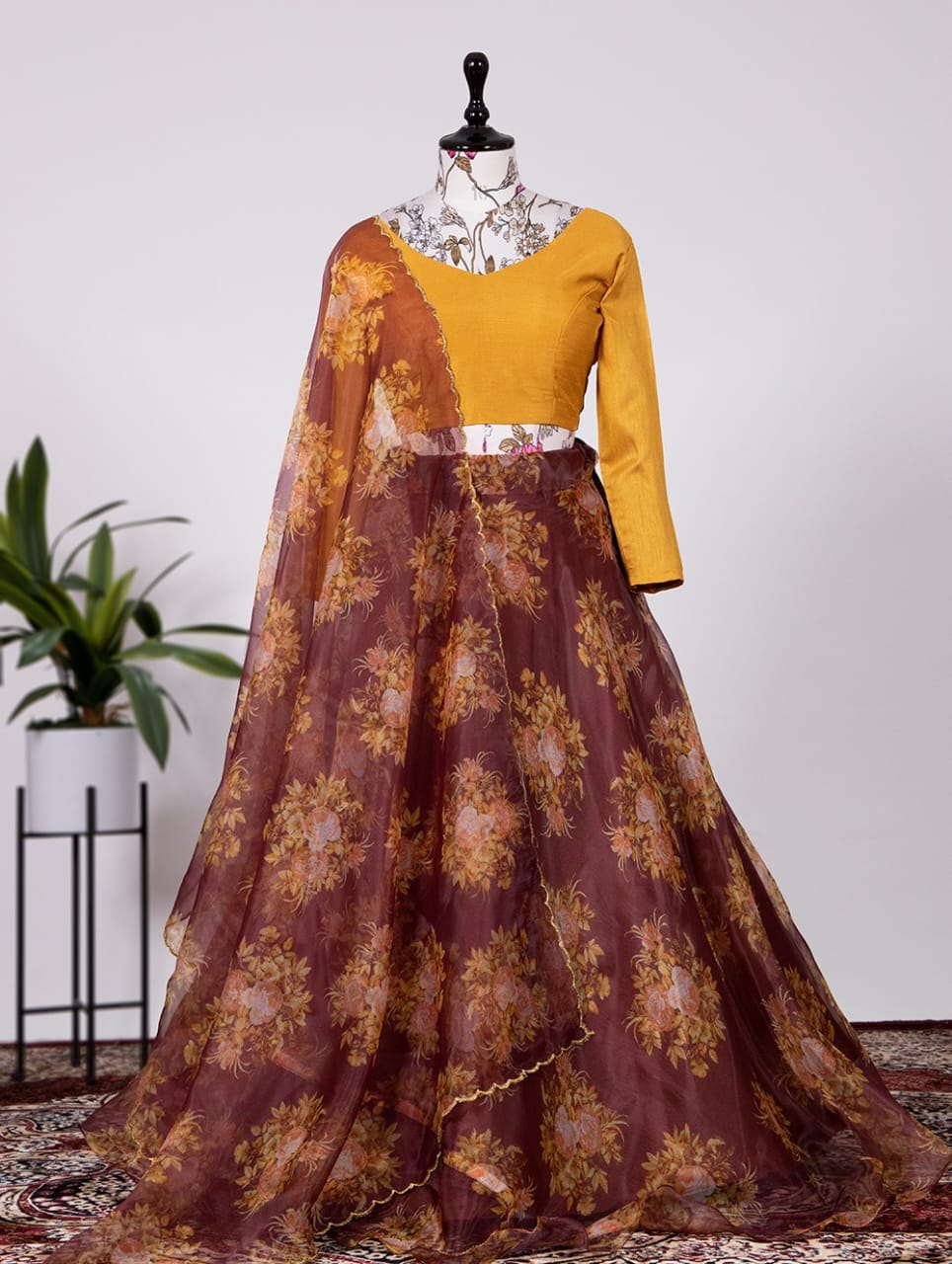 Exclusive Organza Floral Print Lahengha Choli