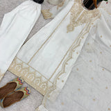 White Heavy Chinon SIlk Suit