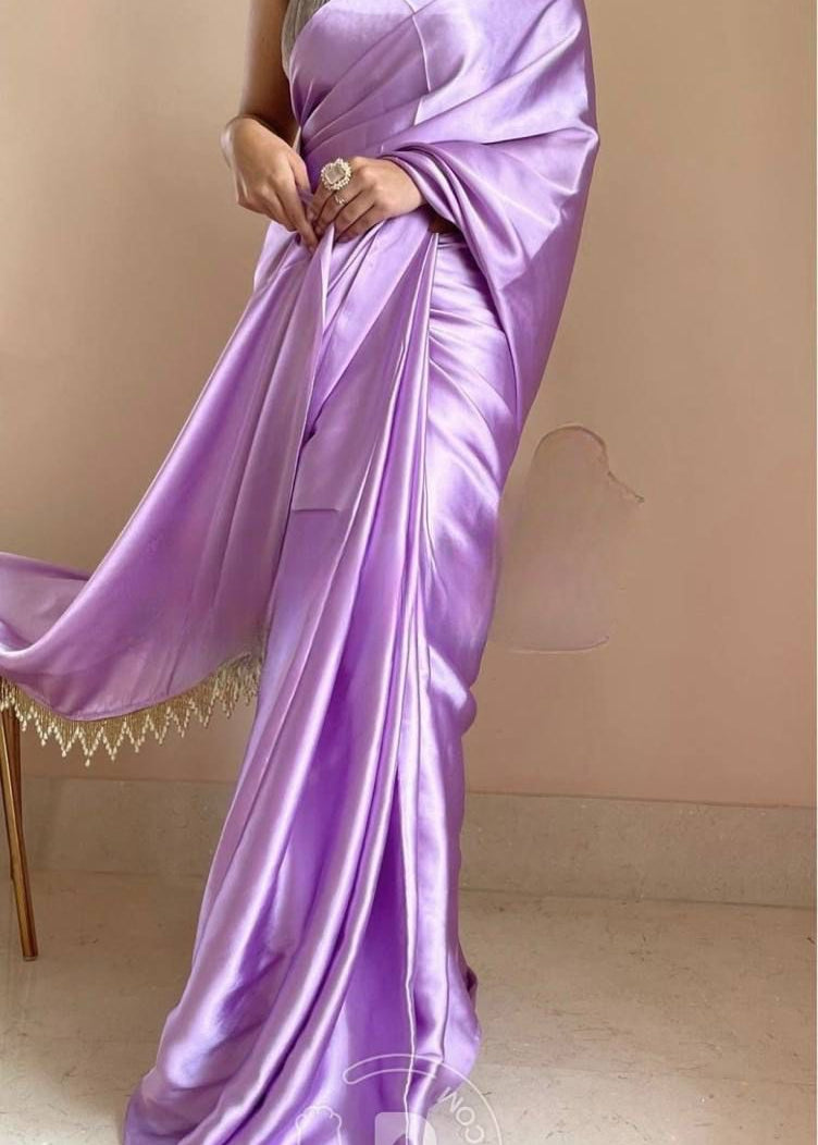 Beautifull Satin Saree With Lace Border