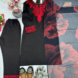 Black Roman Silk Straight Suit