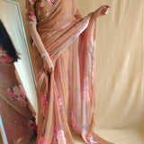 Classy Georgette Flower Print Saree