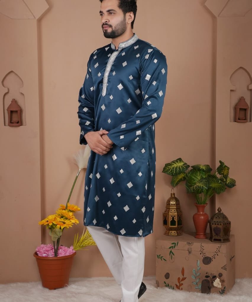 Festive Men's Embroidered Kurta