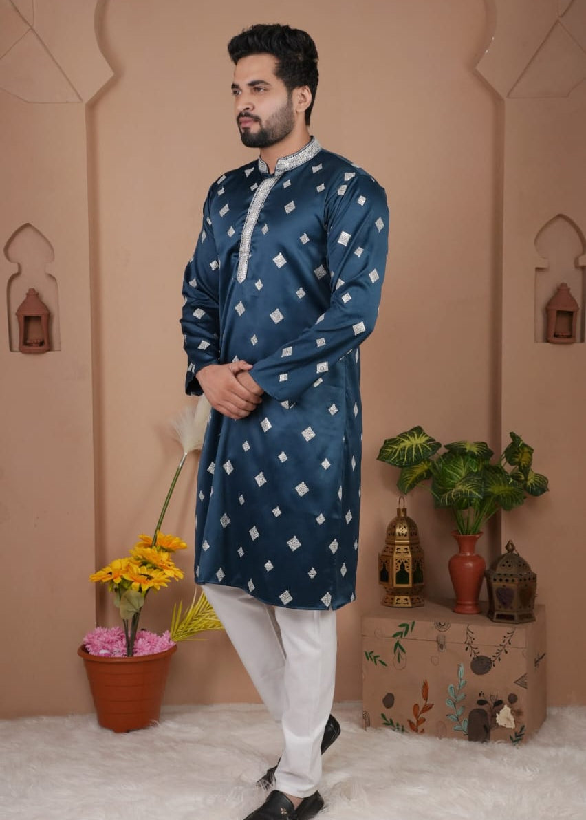 Festive Men's Embroidered Kurta