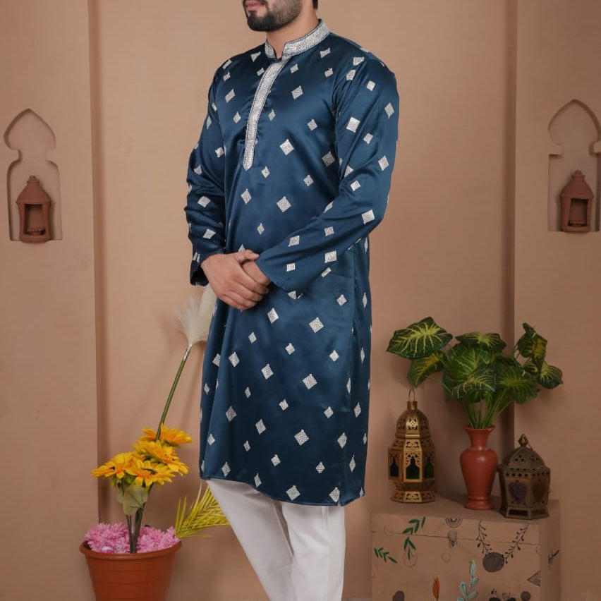 Festive Men's Embroidered Kurta