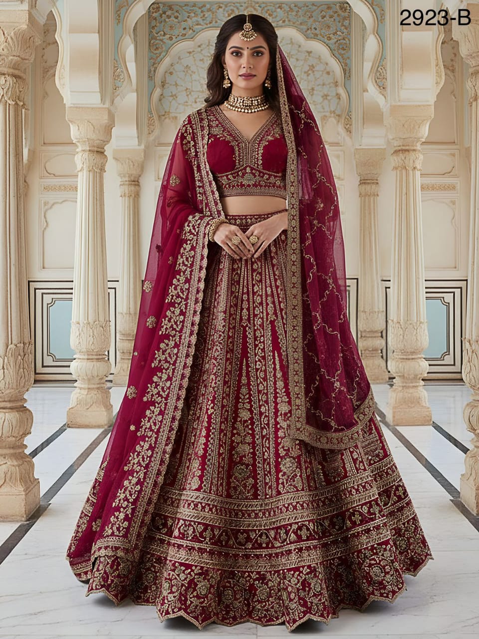 Luxurious Bridal Gadhwal Silk Lehenga