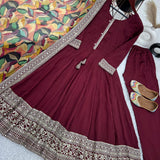 Classy Maroon Designer Partywear Gown