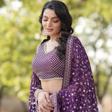 Purple Beautyfull Blooming Lehenga Choli