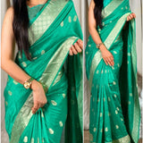 traditional weaving with soft shiney cotton Saree