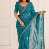 Designer Fendy Beads Work Saree