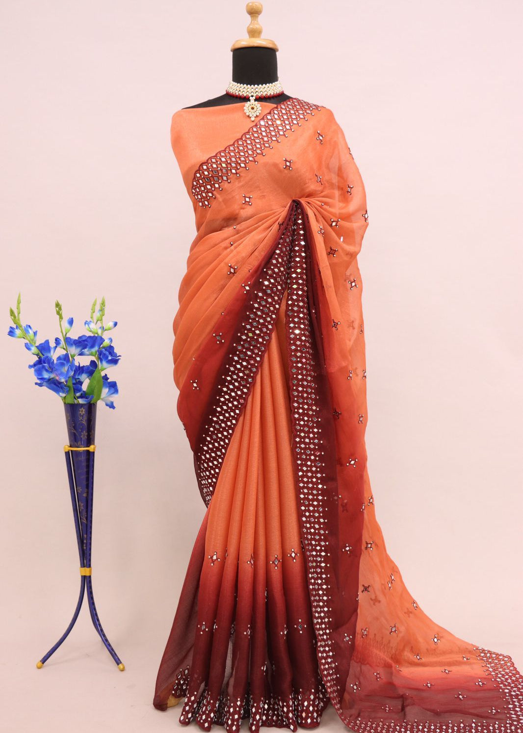 Premium  Mirror Work Saree