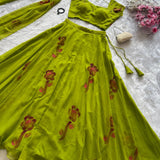 Olive Green Designer Printed Lehenga
