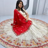 White Festive Banarasi Lehenga Choli