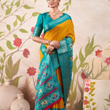 Rajvansh Tusser Checks Silk Saree