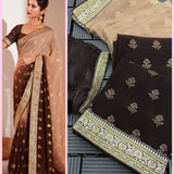 Two Tone Heavy Georgette Fabric All Over Saree Foil Print