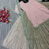 Pink Georgette Top Lehenga