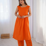 Orange Slub Cottan Suit