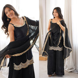 Black Fancy Fandy Silk Suit