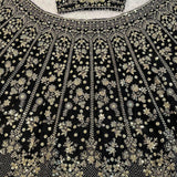 Black Bold Embroidered Silk Lehenga
