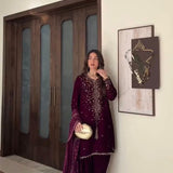 Wine Sparkle Roman Silk Straight Suit