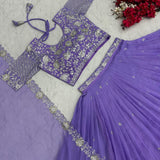 Purple Wedding Chinon Lehenga