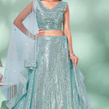 LEHENGA POWER NET FABRIC WITH SEQUIN EMBROIDERY