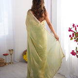 Pista Satin Organza Saree