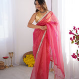 Pink Twill Net Saree Collection