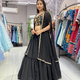 Black Shrug Heavy Indo Lehenga