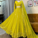 Attractive Yellow Embroidered Lehenga