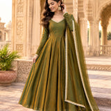 Lovely Fendy Silk Anarkali Gown