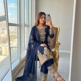 Blue Pakistani Embroidered Suit