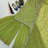 Parrot Green Celebrity Top Sharara