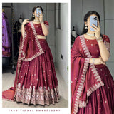 Dazzle Burgundy Embroidered Lehenga