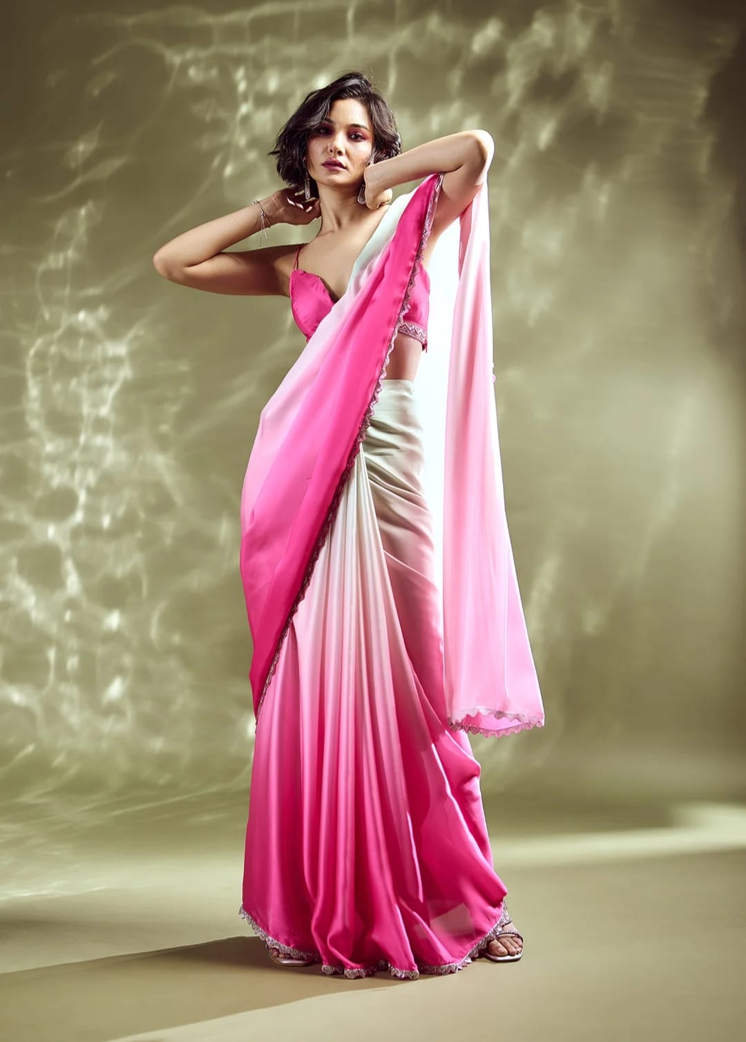 Digital Printed Satin Saree