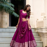 Crafted Pure Chanderi Plain Lehenga