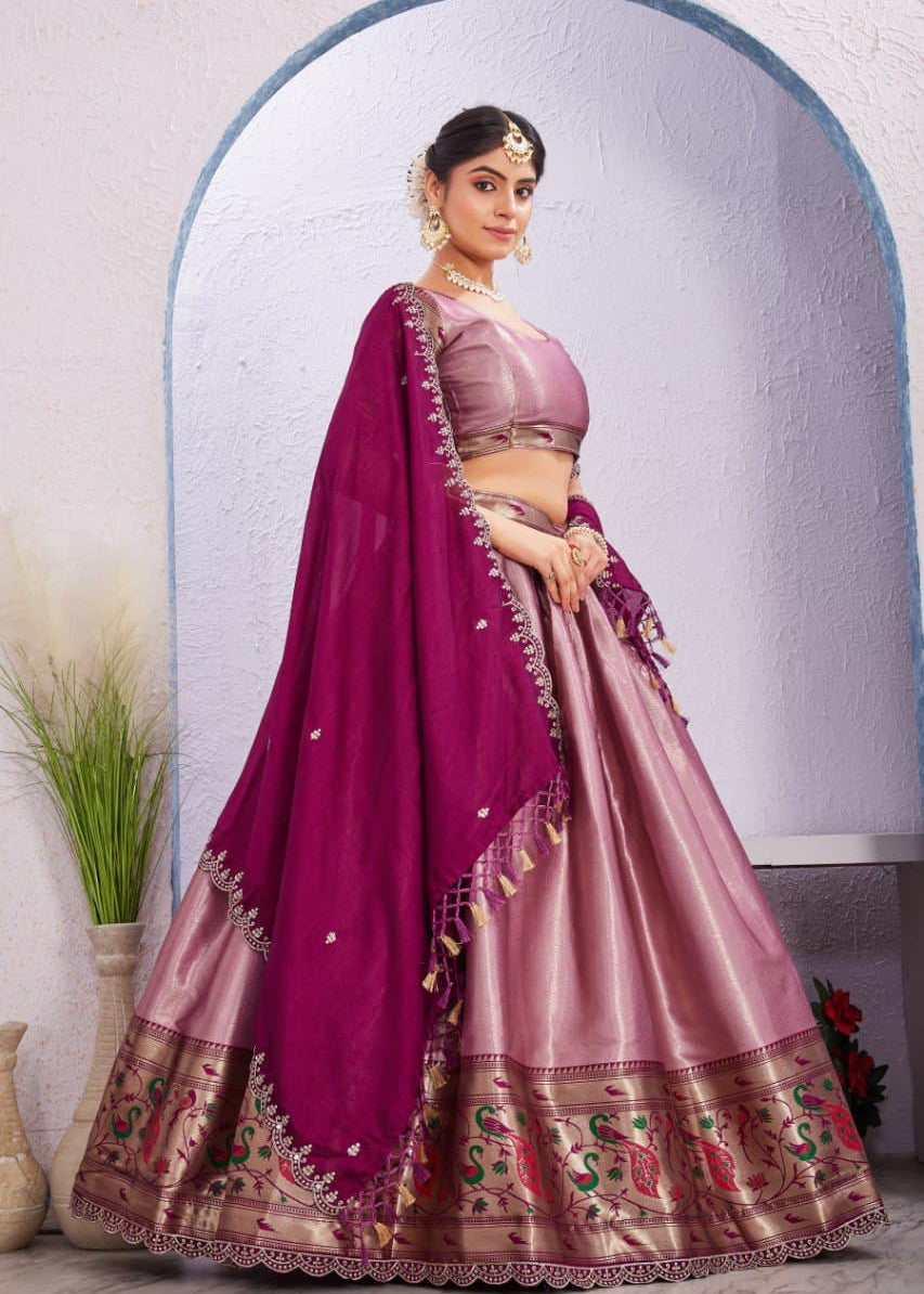 Traditional Chinon Jacquard Silk Lehenga