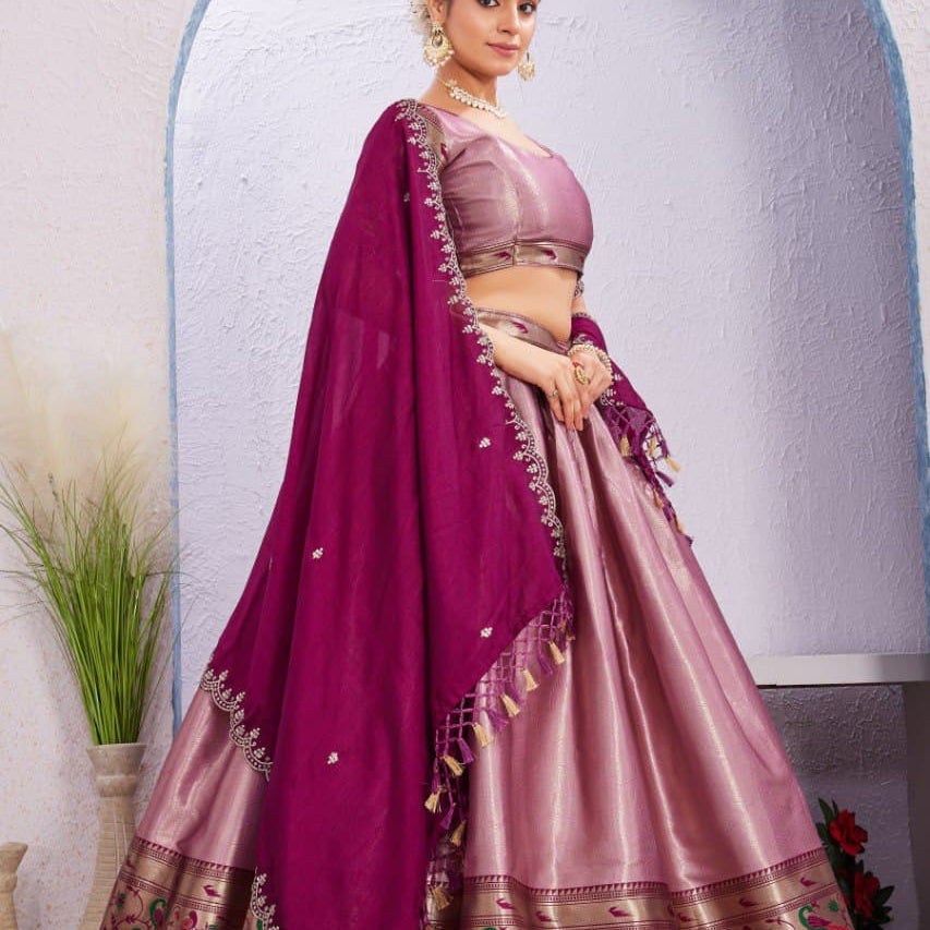 Traditional Chinon Jacquard Silk Lehenga