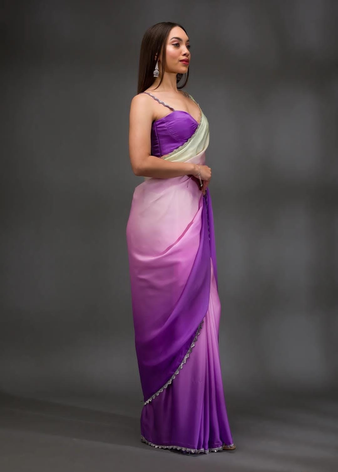 Digital Printed Satin Saree