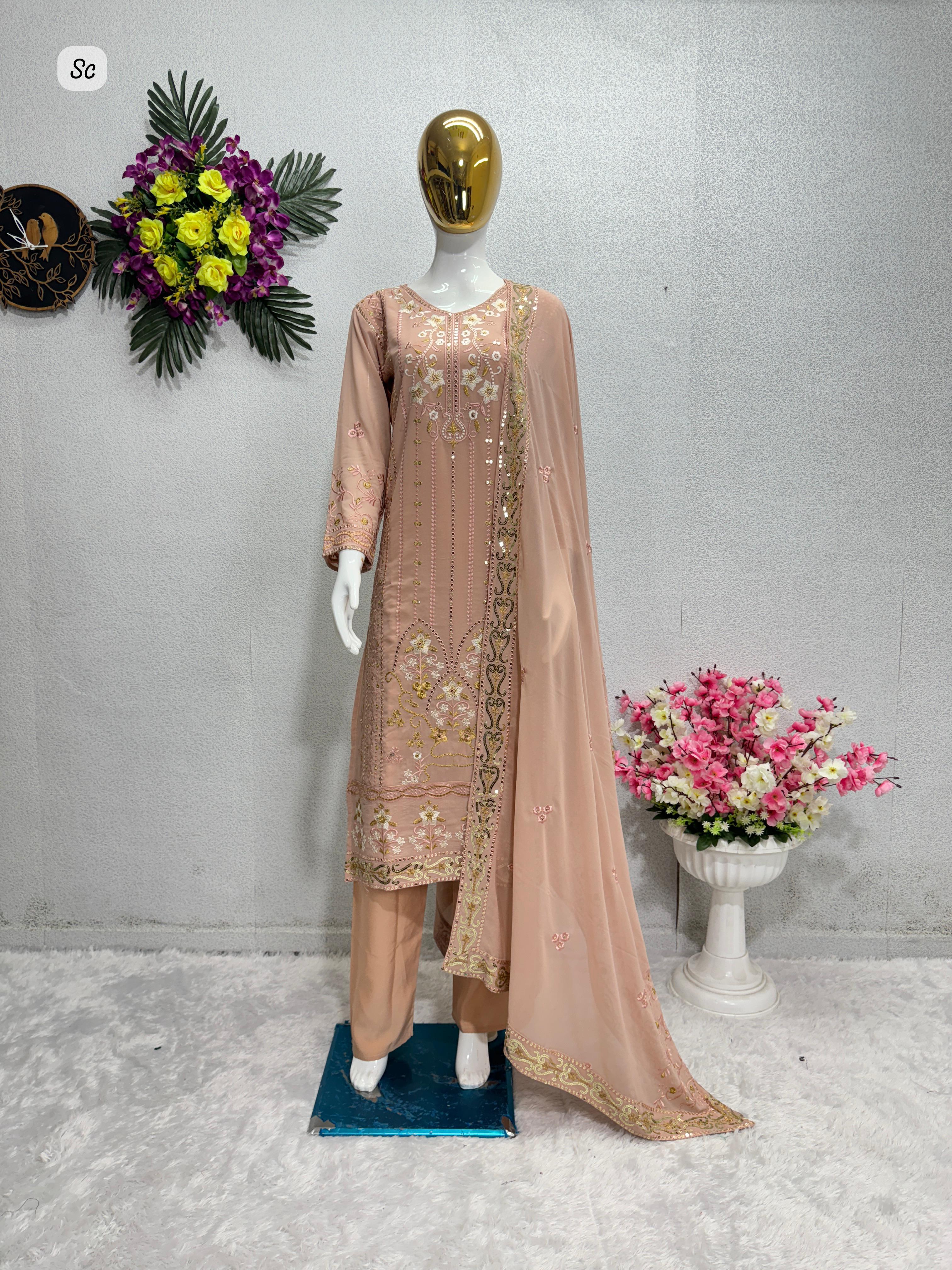 NEW DESIGNER HEAVY FUAX GEORGETTE GOWN