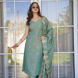 Stylish Viscose Zari Straight Suit