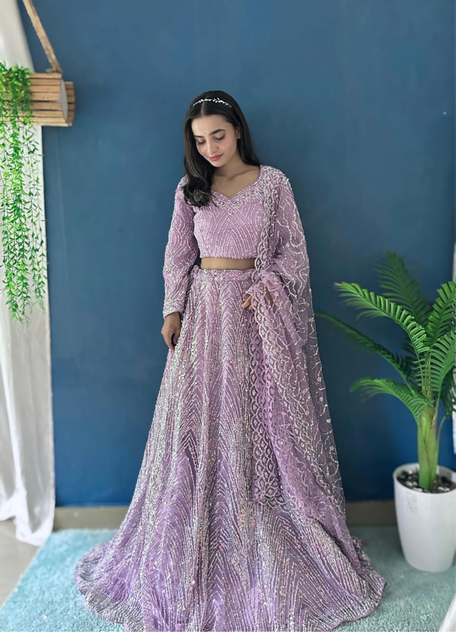 Premium Purple Bridal Lehenga Choli