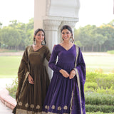Classic Vichitra Silk Anarkali Gown