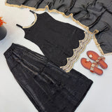 Black Fancy Fandy Silk Suit
